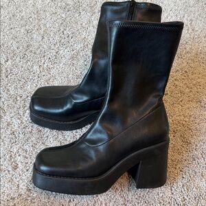 Steve Madden Klayton Square Toe Platform Faux Leather Sock Bootie Size 9
